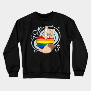 LGBTQIA+ Flag Heart - Fennec Fox Crewneck Sweatshirt